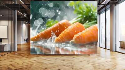 The water dripped over the fresh carrots Wall mural