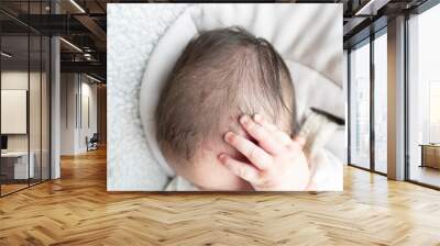 Baby scratches his head and blood oozes from the wound Wall mural