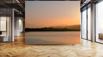 peaceful sunset landscape of reservoir Wall mural