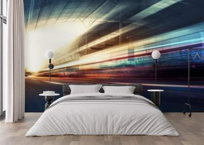 Blurry chromatic color tunnel car traffic motion blur. Motion blur  the speed and dynamics. Wall mural