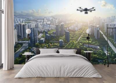 helicopter in the sky Wall mural