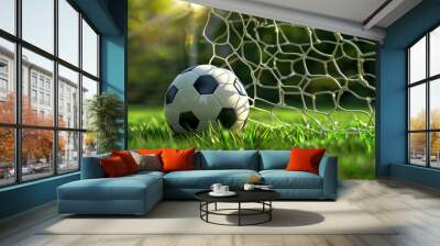 soccer ball in net Wall mural