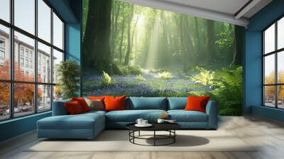 sunlight through the forest Wall mural