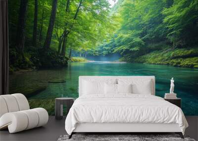 waterfall in the forest Wall mural