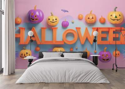 happy halloween text Wall mural