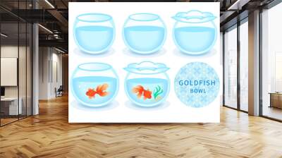 Goldfish swim in a round fish tank, fish tank vector material Wall mural