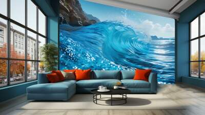 A dreamlike blue water world, explore the unknown ocean. Wall mural