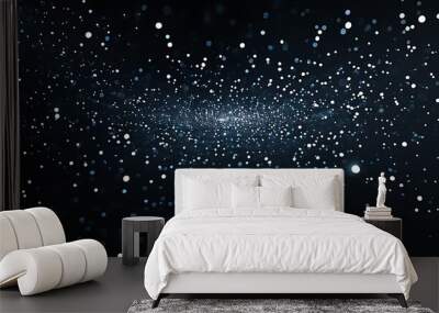 A mysterious black background is dotted with small bright spots, like stars in the night sky, charming and profound. Wall mural