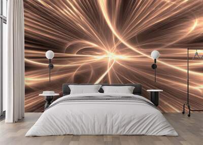 Abstract art design for the future with golden glow. Wall mural