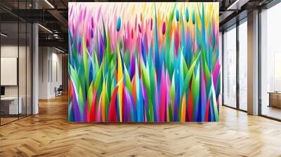 Abstract art of colorful grass, exhibiting natural charm and harmonious colors. Wall mural