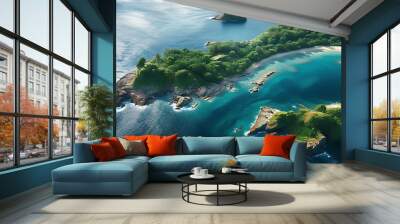 Aerial view of island beauty, showcasing spectacular natural scenery Wall mural