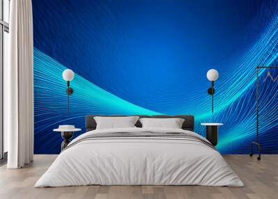 Artistic background with flowing lines in blue color and vector design Wall mural