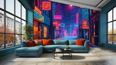 Artistic Neon Signs in Vibrant Glow Wall mural