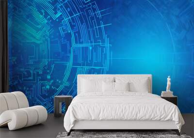 Blue Tech Background Geometric Design Wall mural