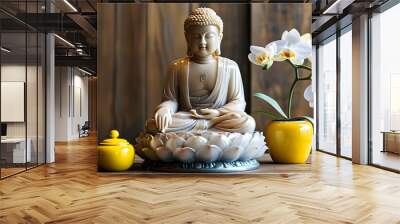 buddha statue in a temple Wall mural