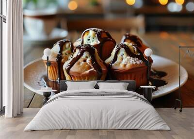 chocolate cupcakes with cream and chocolate Wall mural