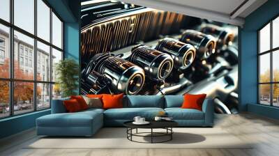 Close-up of sleek car engine Wall mural