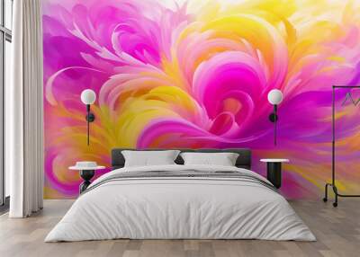 Colorful abstract art background with yellow, pink and purple swirling patterns Wall mural