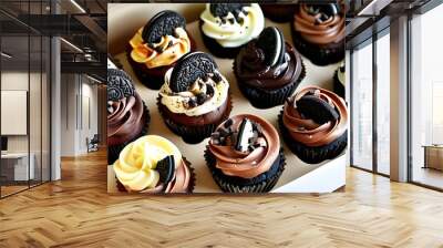 cupcakes with cream and chocolate Wall mural