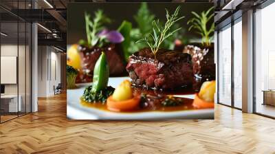 Delicious beef cuisine, mouth-watering dish, feel the charm of high-class cooking. Wall mural