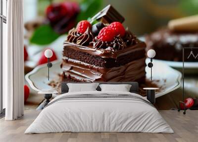 Delicious homemade chocolate cake, enjoy the joy of baking. Wall mural