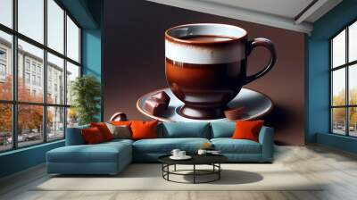 Delicious moment of chocolate beverage in a ceramic mug Wall mural