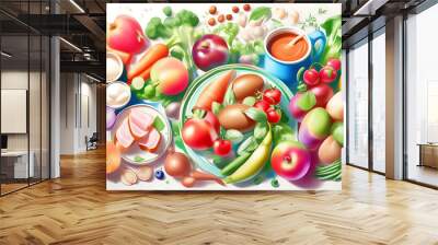 Diverse ingredients present a healthy and delicious treat. Wall mural