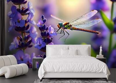 dragonfly on a flower Wall mural