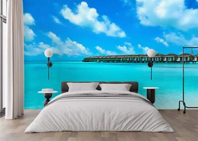 Dreamy tropical Caribbean vacation spot with crystal-clear water and white sand beach. Wall mural