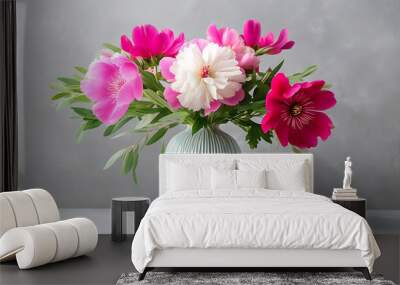 Elegant ceramic vase with blooming flowers, modern design fused with fashionable art decoration Wall mural