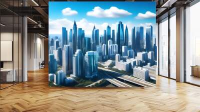 Epic skyline of modern city and grand architecture view Wall mural