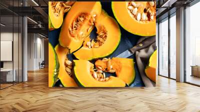 Fresh and ripe pumpkin slices, a natural and nutritious delight. Wall mural