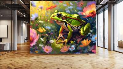 frog on a flower Wall mural