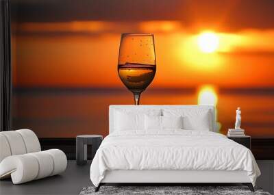 glass of wine at sunset Wall mural