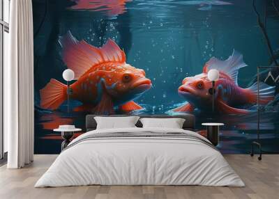 goldfish in aquarium Wall mural