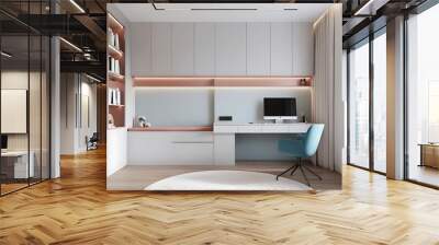 Minimalist Design with Modern Touch Showcases a Study Room Wall mural