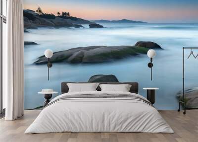 Peaceful coastal scenery with architecture in harmony with nature Wall mural