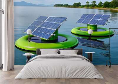 Solar Technology Showcase with Green Ecology Floating Photovoltaic Cells Wall mural