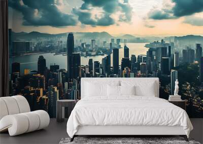 Stunning cityscape view, overlooking the towering buildings and bustling downtown. Wall mural