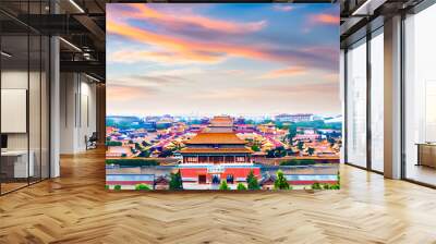 The beauty of the Forbidden City roof blending with the horizon Wall mural