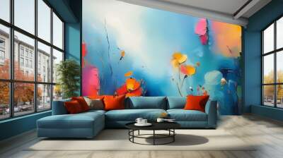 The fuzzy oil-painting style images, soft colors, abstract shapes and natural elements, give people a dreamy feeling. Wall mural