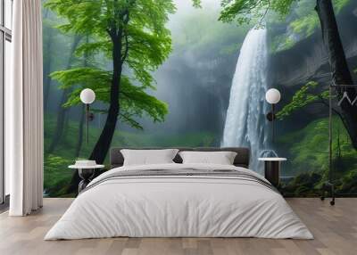 waterfall in the forest Wall mural