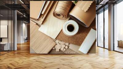 paper on wooden background Wall mural