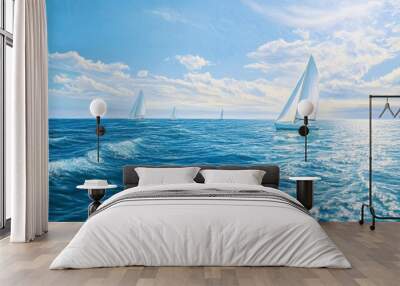 sailboat in the sea Wall mural