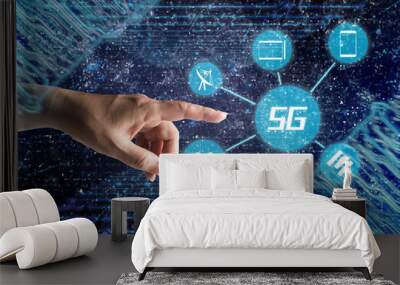 Blue background 5g era changes life Wall mural