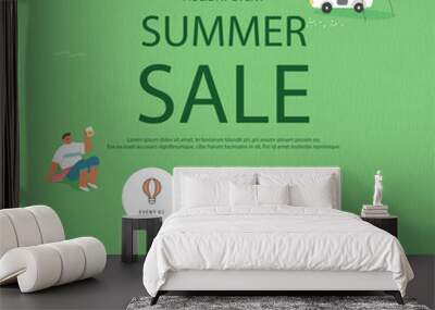 summer shopping event illustration. Banner
 Wall mural