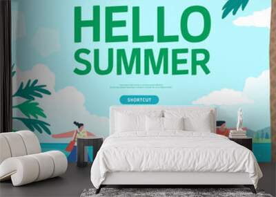 summer shopping event illustration. Banner
 Wall mural