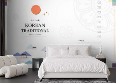 Template with Korean tradition pattern background. Brochure
 Wall mural