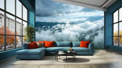 Cloudy Majesty: High Definition View from the Mountains Wall mural