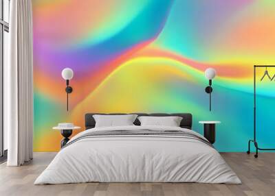 Rainbow hologram wave Abstract wallpaper Background graphic Wall mural